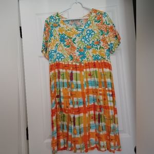 Globe Trotter of Bali Womens Size M Colorful Floral and Plaid Dress